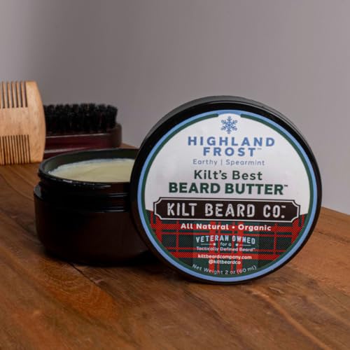 Highlands Frost Beard Butter for Men- Best beard Moisturizer & Conditioner- All-Natural Shea & Mango Butter- Softens & Hydrates Dry, Coarse Beards- Earthy, Spearmint, & Cypress Scent.
