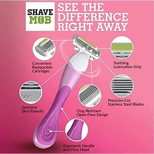 ShaveMOB 3-Blade Women's Razor Kit (Flex Head Handle + 24 Refills) - The Practical Shaving Kit