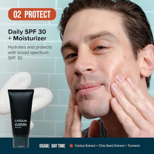 Men's Cactus Skincare Set - Water-Based Moisturizer SPF 30, Face Wash & Night Cream - Pack of 3
