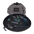 Lay-n-Go Grey Water-Resistant 4-in-1 Drawstring Toiletry Bag - Travel Organizer