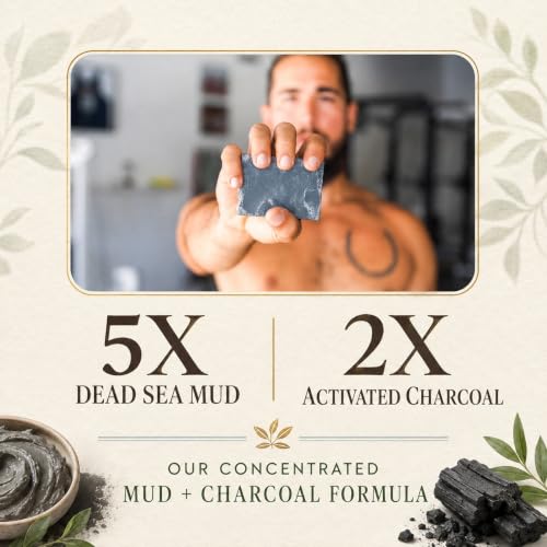 Dead Sea Mud & Charcoal Soap Set - Handmade Face & Body Soap with Citrus & Mint - 3 Pack