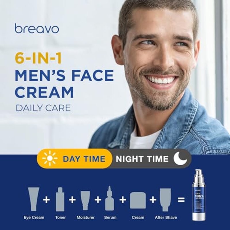 6 in 1 Face Cream for Men: 6 in 1 Mens Face Moisturizer, Mens Face Cream Anti Aging - Eye Bags Treatment & Wrinkle Cream for Men Pack of 2