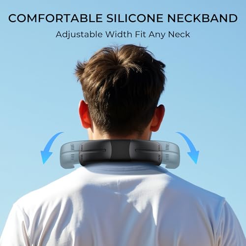 AMACOOL Portable Neck Fan with Ice Cooling Plate, 5000mAh, 3-Speed, Black