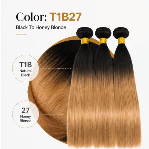 Blonde Straight Human Hair Bundles - 10, 12, 14 Inch, Double Weft, Virgin Brazilian
