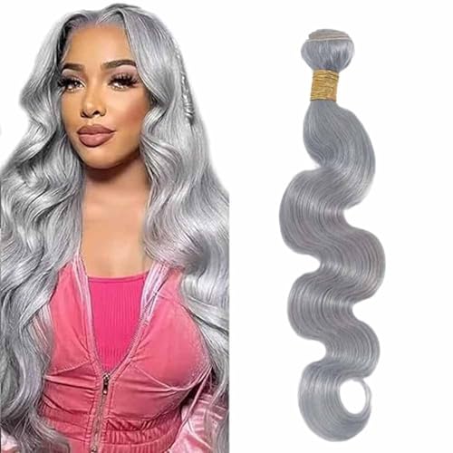 Sliver Grey 16 Inch Body Wave Human Hair Bundle 100g Brazilian Virgin Hair for Sew-In