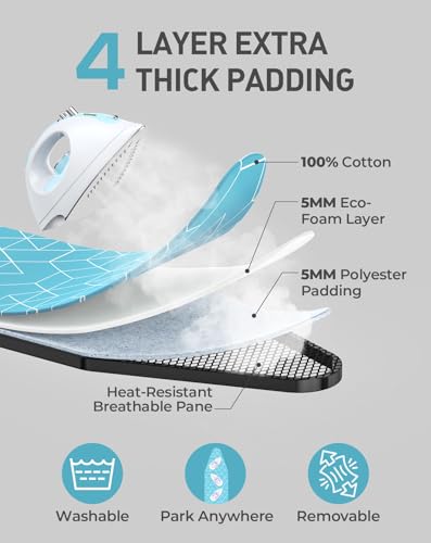 Blue 14x43-Inch 2-in-1 Ironing and Steaming Board with Adjustable Height