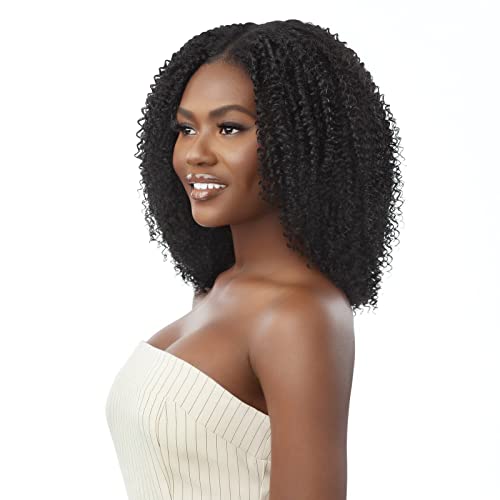 Outre Big Beautiful Human Hair Blend U Part Cap Leave Out Wig - COILY FRO 14 (NBLK)