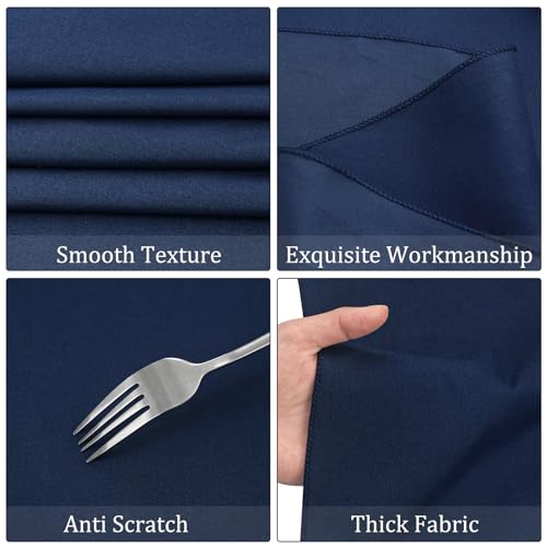 8-Pack 120 Inch Navy Blue Round Tablecloths - Premium Polyester, Elegant Wedding & Party Cover (Variation: Navy Blue, 120 Inch, 8)