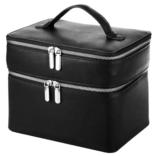 Makeup Vanity Bag for Women Large Capacity Waterproof Cosmetic Organizer with Removable Liner - StyleC Black