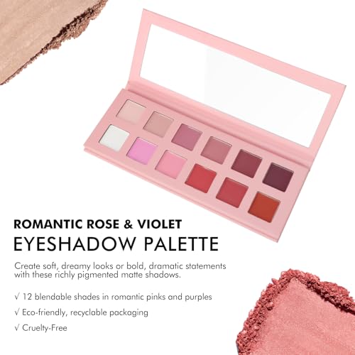 Natural Amor 12-Color Pink & Purple Eyeshadow Palette ? Matte Finishes ? Romantic Rose & Violet Tones in Eco-Friendly Packaging ? High Pigment, Blendable, Buildable Formula (0.35 oz)