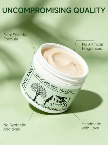 Organic Grass-Fed Beef Tallow for Face & Body Moisturizer 1.7oz Pack of 3