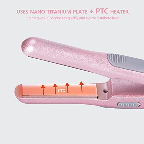 Travel Hair Dryer and Flat Iron Set with Compact Case - Dual Voltage Mini Styling Tools