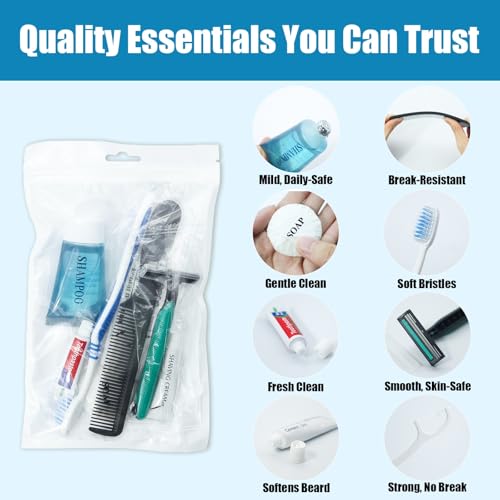 Homeless Care Package Supplies Bulk 8-in-1 Hygiene Kits - 30 Pack, Individually Packed, Travel-Size