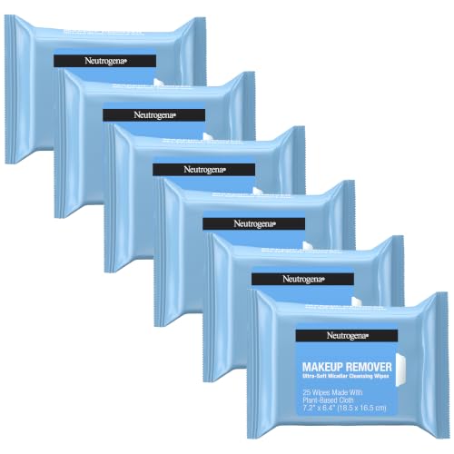 Neutrogena Makeup Remover Wipes 6 Pack (150 Count) Ultra-Soft Micellar Cleansing