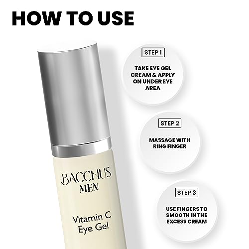 Men Vitamin C Eye Gel for Dark Circles & Puffiness - Anti-Aging & Brightening, 0.5 oz