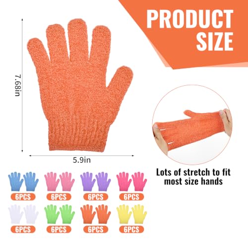 Colorful Bulk Exfoliating Gloves for Body - 48 Pairs, Reusable Shower Mitts for Men Women, Spa & Home Use, 1 Pack of 98