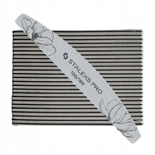 Staleks Pro Expert Crescent Nail Files 100/180 Grit - 25 Single-Use Files - Soft Foam Layer - Professional Manicure & Pedicure Tool