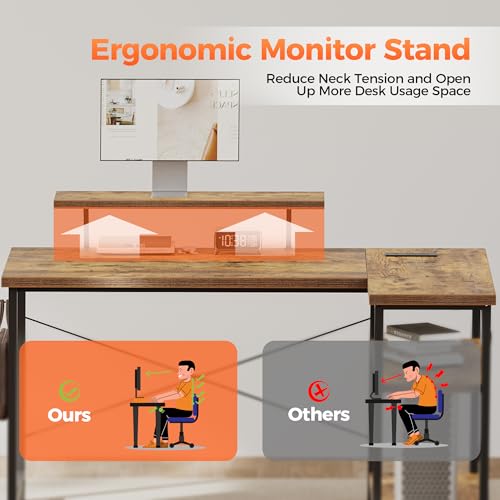 55-inch L-Shaped Gaming Desk with Monitor Stand and Storage