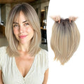 12 Inch Blonde Hair Topper for Women with Dark Roots - Large Base Wiglet for Thinning Hair