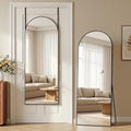 58x20 Inch Over-the-Door Arched Full Length Mirror - Black, Adjustable Hooks