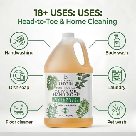 Brittanie's Pure Castile Liquid Soap Refill 128oz - Rosemary Peppermint