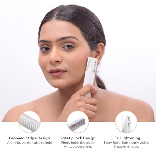 PROTOUCH Electric Dermaplaning Device | Beauty Tool | 2 in 1 Eyebrow & Face Hair Remover with Gentle Exfoliation | Quick, Painless, Smoother & Glowing Skin | 3 Attachment | Easy & Safe to Use