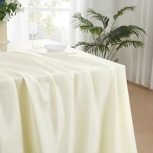 Ivory Rectangle Tablecloth 90x156 Inch for 6ft & 8ft Tables - Pack of 6