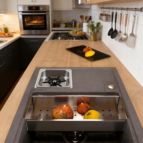 Glass Rinser for Kitchen Sink - Satin & Black, 6.9x6.4x4.4 Inches - Commercial Grade
