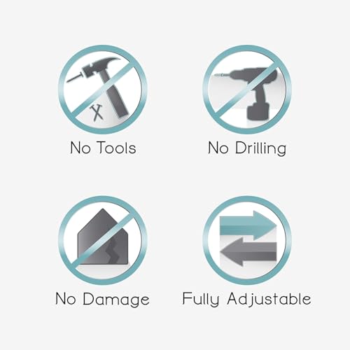 Adjustable Double Curved Shower Curtain Rod - No Drill Tension Mount, 50-72 Inch Satin Nickel