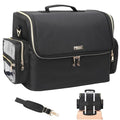 Professional Makeup Artist Bag, Extra Large Makeup Bag Organizer Travel Cosmetic Train Case Tattoo Case Makeup Organizer Box with Adjustable Dividers &Shoulder Straps(Black, Extra Large)