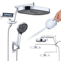 14 Inch Rain Shower Head & Handheld Combo with 5+1 Settings, Chrome Finish, 16'' Adjustable Extension Arm, Extra Long Hose