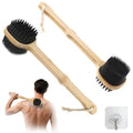 Silicone Back Scrubber for Shower, 2PCS Silicone Bath Body Brush Loofah with Long Handle, Dual-Sided Shower Brush for Body, Black Exfoliating Body Scrubber for Men Women, Back Washer for Men with Hook