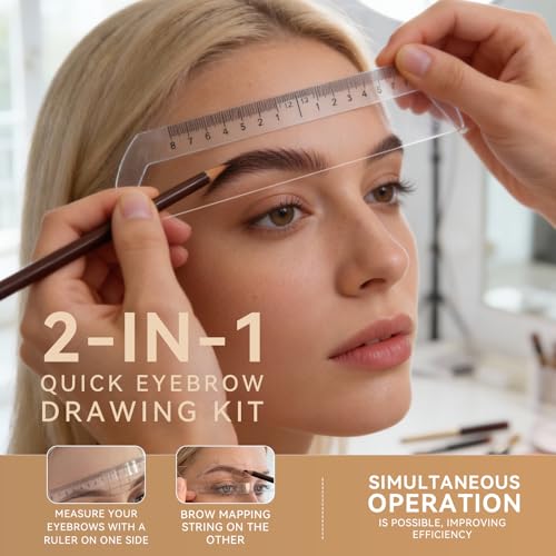 Eyebrow Ruler Eyebrow Measuring Tool Beginner Brow Mapping Kit(Includes Pigment Coloring Cotton), Achieve Symmetrical Perfectly Shaped Brows Brow Makeup Tools TA638