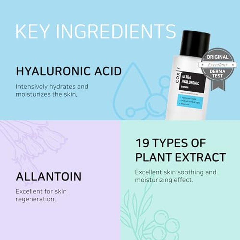coxir Ultra HYALURONIC Acid Toner | HYDRATION-14-Complex| Hydrating, Smoothing, Calming, Moisturizing, Paraben Free, Cruelty Free, Korean Skin Care [150ml/5.07 fl.oz.] (Pack of 2)