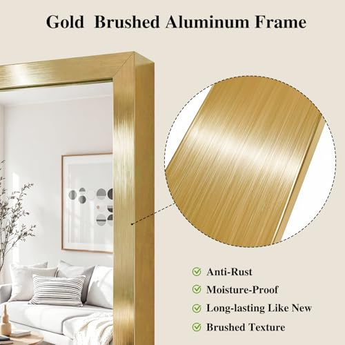 Gold Wall Mirror 30x40 Inch Rectangular Bathroom & Living Room Mirror - Horizontal or Vertical Mount - Variation: Gold / 40"L x 30"W