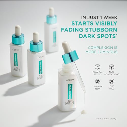 L¡¯Or?al Paris Bright Reveal 12% [Niacinamide + Amino Sulfonic + Ferulic] Dark Spot Serum 1oz + Moisturizer Sample