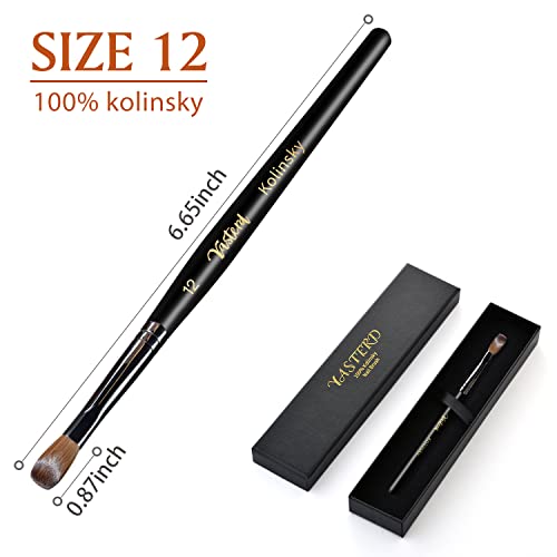 Yasterd Acrylic Nail Brush 12# Black Oval Crimped Kolinsky Sable for Nail Art