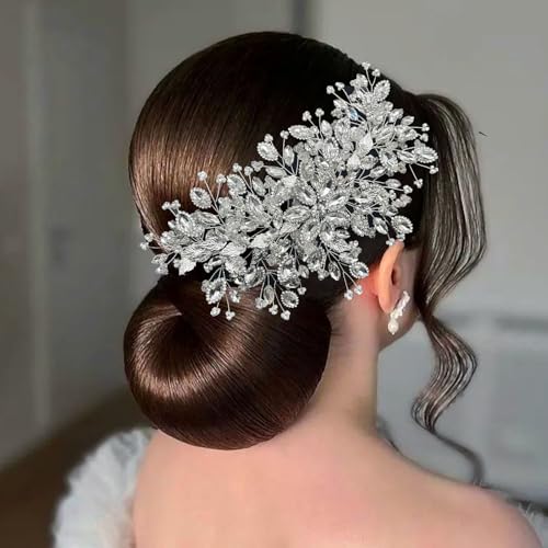 Silver Rhinestone Bridal Headband for Weddings - Aoityis