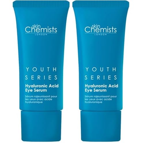 Skin Chemists Hyaluronic Acid 1% Eye Serum | Replumps, Brightens And De-Puffs Eyes | 0.5 Fl Oz (Pack of 2)