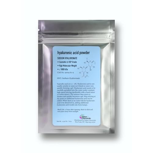 Pure Hyaluronic Acid Powder (0.52 oz. / 15 Grams) 1800 kDa+ for Skin Cosmetic Grade, Hyaluronic Acid High Molecular Weight Powder, DIY Hyaluronic Acid Serums