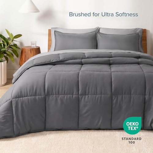 Bare Home Bed-in-A-Bag 5 Piece Bedding Set Twin XL Grey Light Grey
