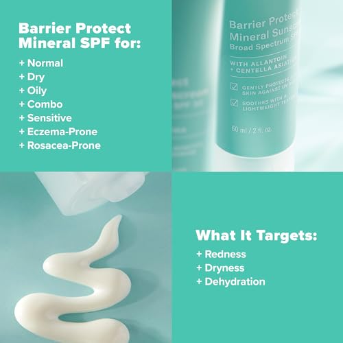 Paula's Choice CALM Barrier Protect Mineral Sunscreen for Face, SPF 30, Face Sunscreen for Sensitive Skin, Rosacea-Prone, Eczema- Prone Skin, UVA/UVB Protection, Fragrance Free, 2oz