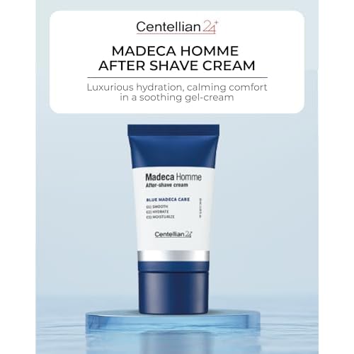 CENTELLIAN 24 Homme Aftershave Cream (1.7fl oz) - Soothing, Moisturizing & Cooling Post Shave Gel Balm. Korean Skin Care Sensitive Skin. TECA, Centella Asiatica CICA, Peppermint & Heartleaf