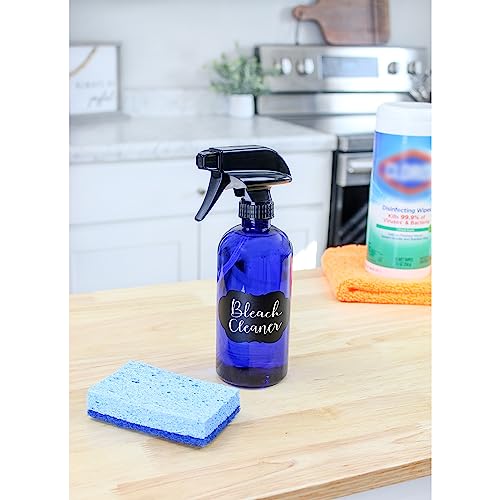 16oz Blue Plastic Spray Bottles with Mist & Stream Sprayers - Pack of 6 - Cobalt Blue