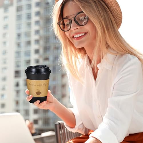 Lamosi 12oz Disposable Coffee Cups with Lids - Pack of 500, To-Go Paper Cups