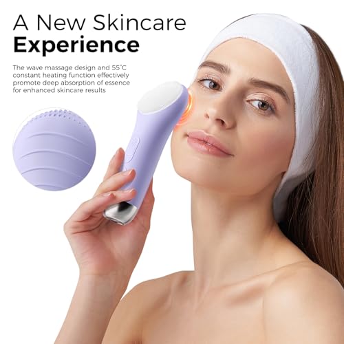 Face Scrubber Facial Cleansing Brush - Waterproof and Rechargeable Face Cleansing Brush with 4 LED Gentle Light, Cleansing, Exfoliating and Massaging, Electric Face Scrub Brush for Men & Women