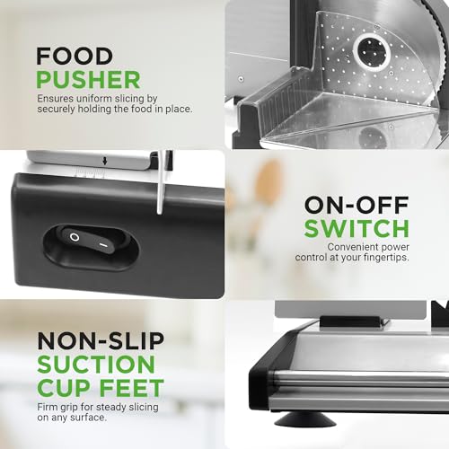 Nutrichef Electric Meat Slicer | 200W Automatic Meat, Deli & Bread