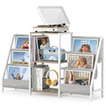 Tewinko Record Player Stand with Vinyl Storage - Two-Side White & Grey