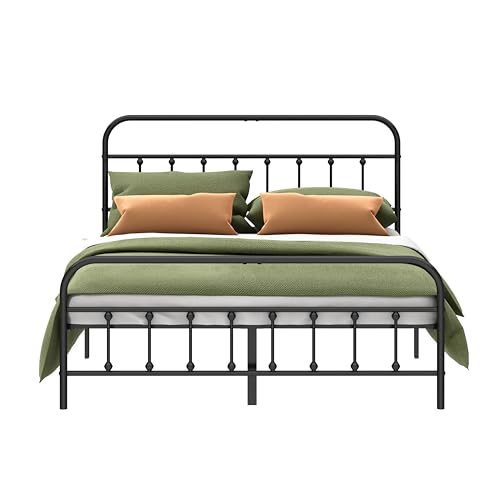 King Size Metal Bed Frame - Black, Easy to Assemble, Heavy Duty Steel Support