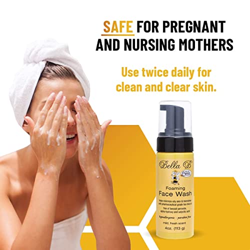 BELLA B Foaming Face Wash 4 oz - Pregnancy Safe Face Wash - Tea Tree Foaming Face Wash Made with Organic Ingredients - Use Twice Daily for Clear Skin